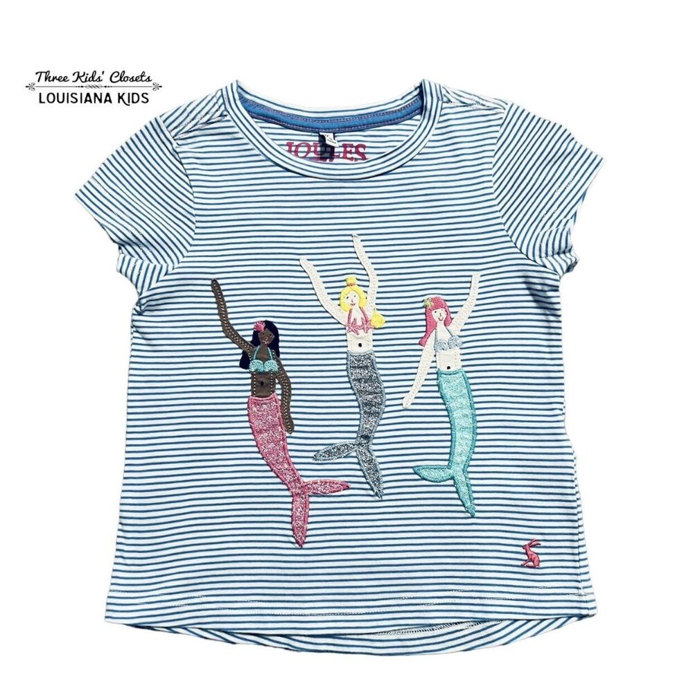 Joules 3Y Striped Mermaid Appliqué Shirt